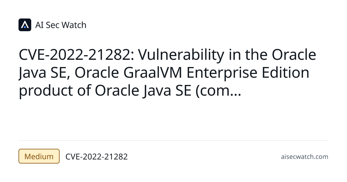 CVE-2022-21282: Vulnerability in the Oracle Java SE, Oracle GraalVM ...