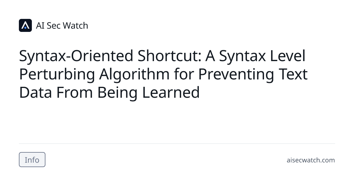Syntax-Oriented Shortcut: A Syntax Level Perturbing Algorithm for ...